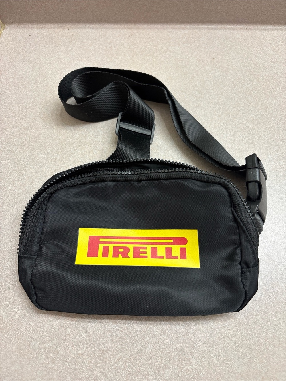 PIRELLI Logo Waist Bag Pouch Zip Up Black & Yellow